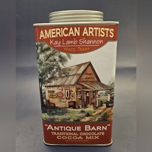 American Artists Kay Lamb Shannon "Antique Barn" Cocoa Tin - Autographed